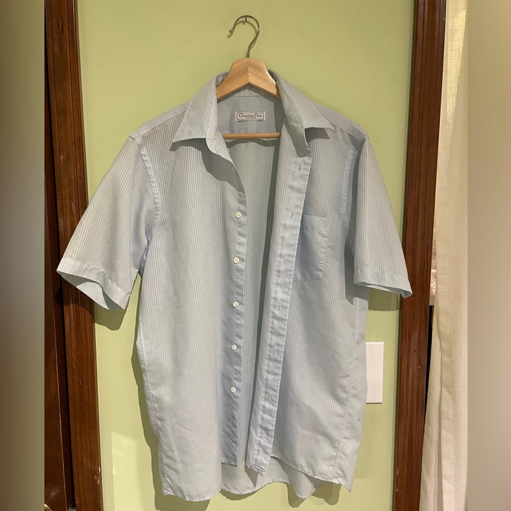 Christian Dior Button Down Short Sleeve Mens Collard Top Medium